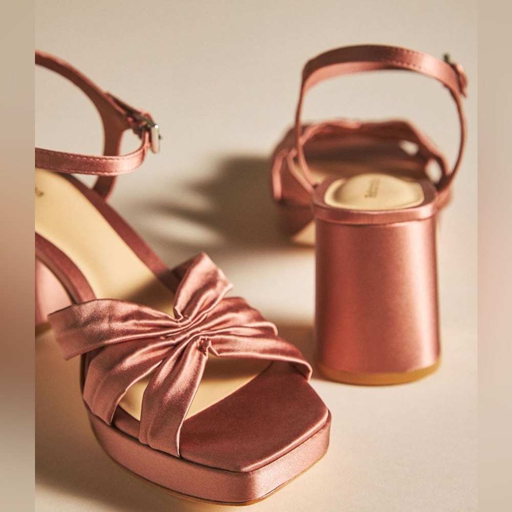 NWT Reformation | maize platform sandal heels | sz 8.5, pink satan